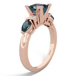 Lab Sapphire 6Mm Princess Eternal Embrace Engagement 14K Rose Gold ring C2002