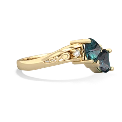 Alexandrite Snuggling Hearts 14K Yellow Gold ring R2178