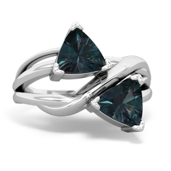 Alexandrite Split Band Swirl 14K White Gold ring R2341