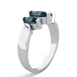 Lab Emerald Three Peeks 14K White Gold ring R2433