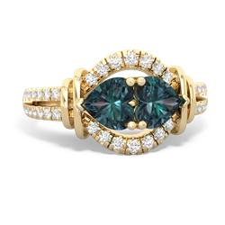 Alexandrite Art-Deco Keepsake 14K Yellow Gold ring R5630