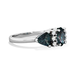 Aquamarine Antique Style Three Stone 14K White Gold ring R2186