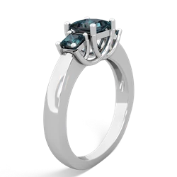 Alexandrite Three Stone Trellis 14K White Gold ring R4015