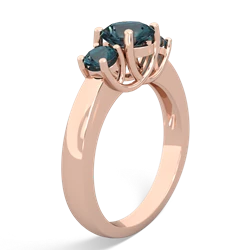 London Topaz Three Stone Round Trellis 14K Rose Gold ring R4018