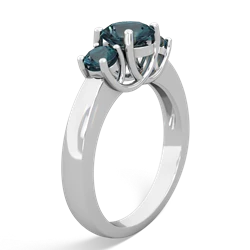 White Topaz Three Stone Round Trellis 14K White Gold ring R4018