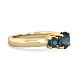 Aquamarine Three Stone Round Trellis 14K Yellow Gold ring R4018