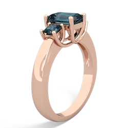 Citrine Three Stone Emerald-Cut Trellis 14K Rose Gold ring R4021