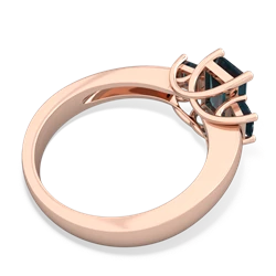 White Topaz Three Stone Emerald-Cut Trellis 14K Rose Gold ring R4021