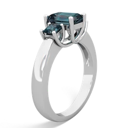 Tanzanite Three Stone Emerald-Cut Trellis 14K White Gold ring R4021