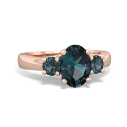 Alexandrite Three Stone Oval Trellis 14K Rose Gold ring R4024