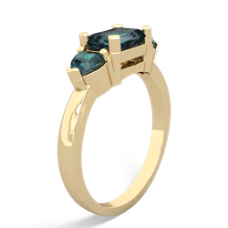 Lab Sapphire Three Stone 14K Yellow Gold ring R5235