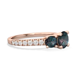 Aquamarine Pave Trellis 14K Rose Gold ring R5500