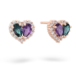 Alexandrite Halo 14K Rose Gold earrings E7008