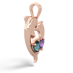 Alexandrite Dolphin Heart 14K Rose Gold pendant P5820