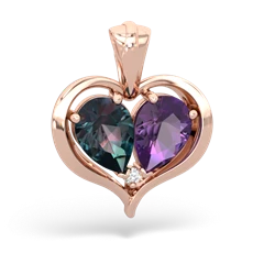 Alexandrite Two Become One 14K Rose Gold pendant P5330