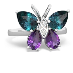 Alexandrite Butterfly 14K White Gold ring R2215