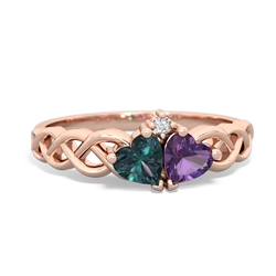 Alexandrite Heart To Heart Braid 14K Rose Gold ring R5870