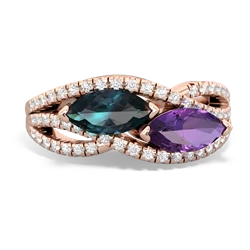 Alexandrite Diamond Rivers 14K Rose Gold ring R3070