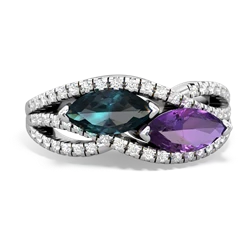 Alexandrite Diamond Rivers 14K White Gold ring R3070