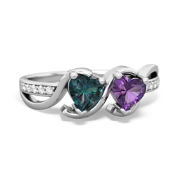 Alexandrite Side By Side 14K White Gold ring R3090