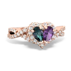 Alexandrite Diamond Twist 'One Heart' 14K Rose Gold ring R2640HRT