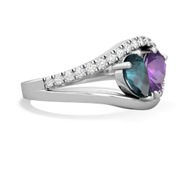 Alexandrite Nestled Heart Keepsake 14K White Gold ring R5650