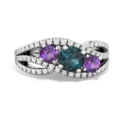 Alexandrite Three Stone Aurora 14K White Gold ring R3080