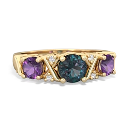 Alexandrite Hugs And Kisses 14K Yellow Gold ring R5016