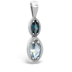 Alexandrite Antique-Style Halo 14K White Gold pendant P5700