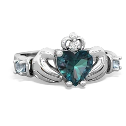 Alexandrite Claddagh Keepsake 14K White Gold ring R5245