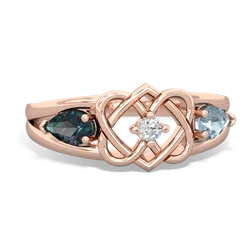 Alexandrite Hearts Intertwined 14K Rose Gold ring R5880