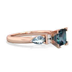 Alexandrite 6Mm Princess Eternal Embrace Engagement 14K Rose Gold ring C2002