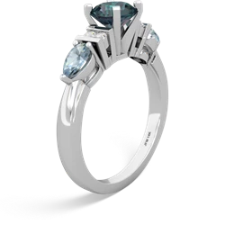 Alexandrite 6Mm Round Eternal Embrace Engagement 14K White Gold ring R2005