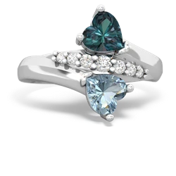 Alexandrite Heart To Heart 14K White Gold ring R2064