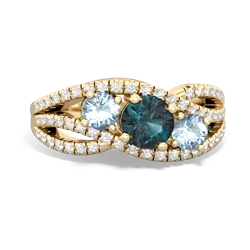 Alexandrite Three Stone Aurora 14K Yellow Gold ring R3080