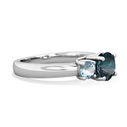 Alexandrite Three Stone Round Trellis 14K White Gold ring R4018