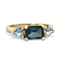 Alexandrite Three Stone 14K Yellow Gold ring R5235