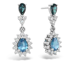 Alexandrite Halo Pear Dangle 14K White Gold earrings E1882