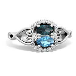 Alexandrite Love Nest 14K White Gold ring R5860