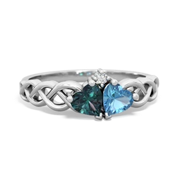 Alexandrite Heart To Heart Braid 14K White Gold ring R5870