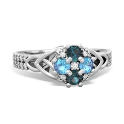 Alexandrite Celtic Knot Cluster Engagement 14K White Gold ring R26443RD