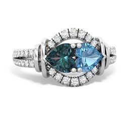 Alexandrite Art-Deco Keepsake 14K White Gold ring R5630