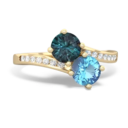 Alexandrite Channel Set Two Stone 14K Yellow Gold ring R5303