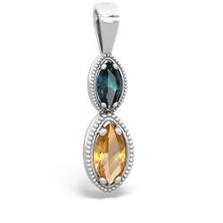 Alexandrite Antique-Style Halo 14K White Gold pendant P5700