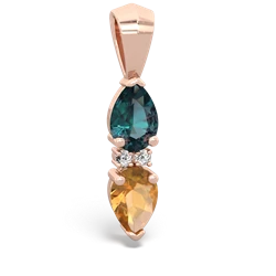 Alexandrite Bowtie Drop 14K Rose Gold pendant P0865