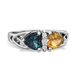 Alexandrite Celtic Knot Double Heart 14K White Gold ring R5040