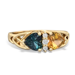 Alexandrite Celtic Knot Double Heart 14K Yellow Gold ring R5040