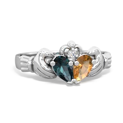 Alexandrite 'Our Heart' Claddagh 14K White Gold ring R2388