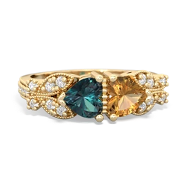 Alexandrite Diamond Butterflies 14K Yellow Gold ring R5601