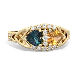 Alexandrite Sparkling Celtic Knot 14K Yellow Gold ring R2645